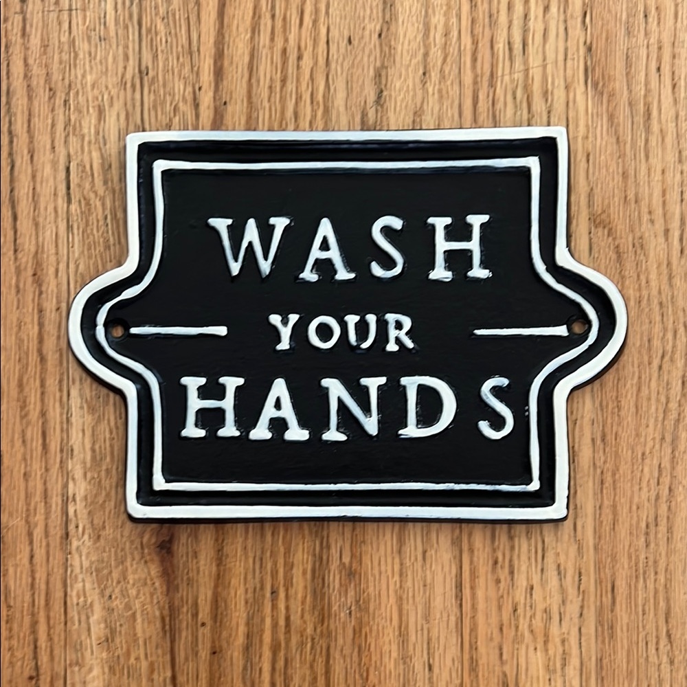 Hearth and Hand Black and White Wall Decor Sign, “Wash Your Hands”